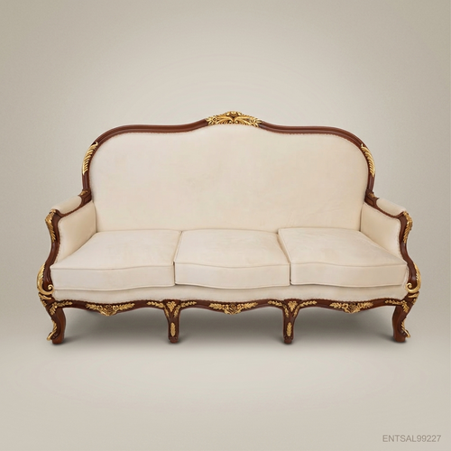 2-Seat Louis XV Gilded Salon Sofa – Gold Carved Frame