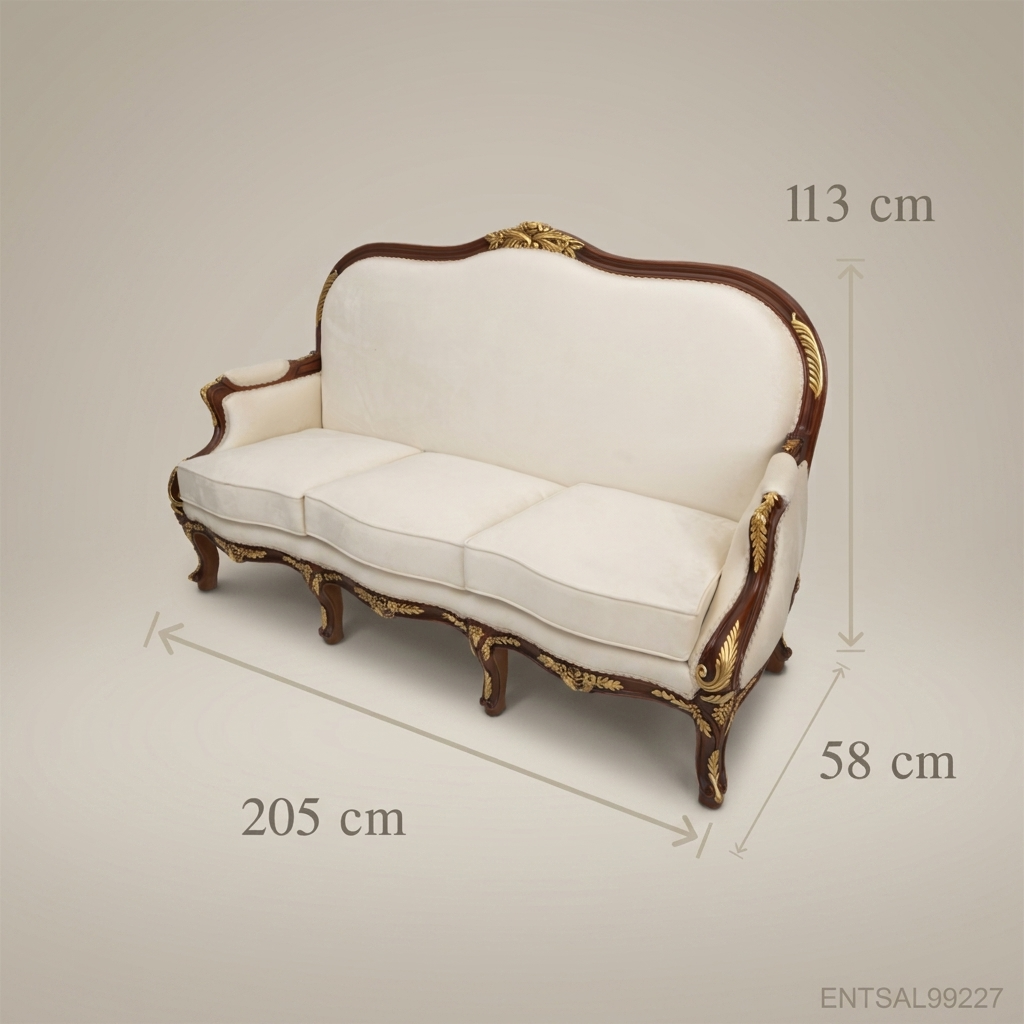 2-Seat Louis XV Gilded Salon Sofa – Gold Carved Frame