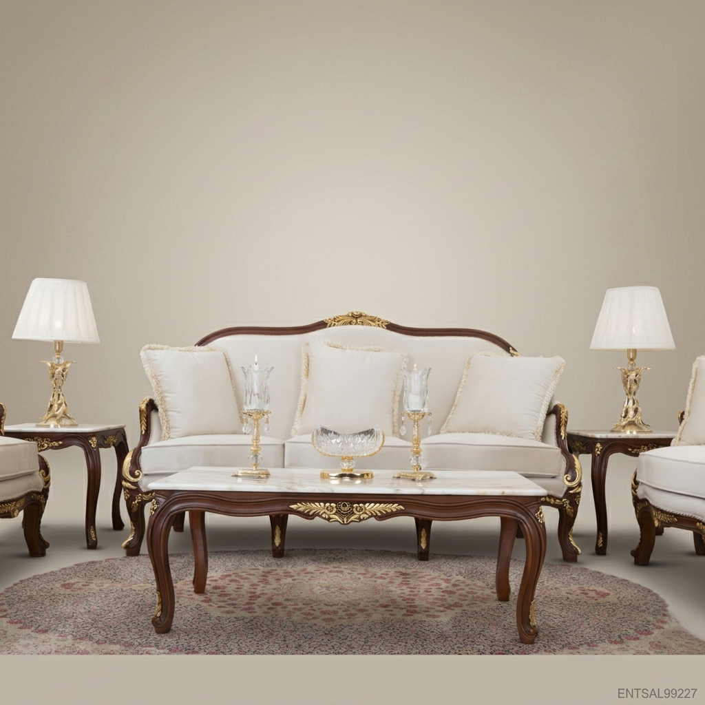 2-Seat Louis XV Gilded Salon Sofa – Gold Carved Frame