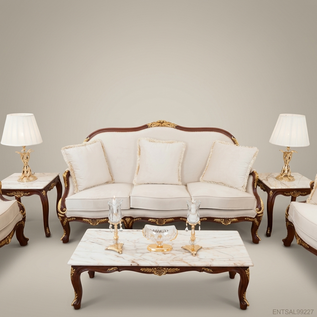 2-Seat Louis XV Gilded Salon Sofa – Gold Carved Frame