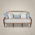 2-Seat Louis XVI Damask Salon Sofa with Gilt Wood Frame