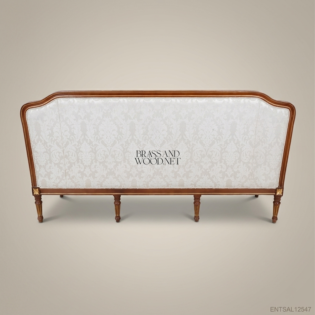 2-Seat Louis XVI Damask Salon Sofa with Gilt Wood Frame