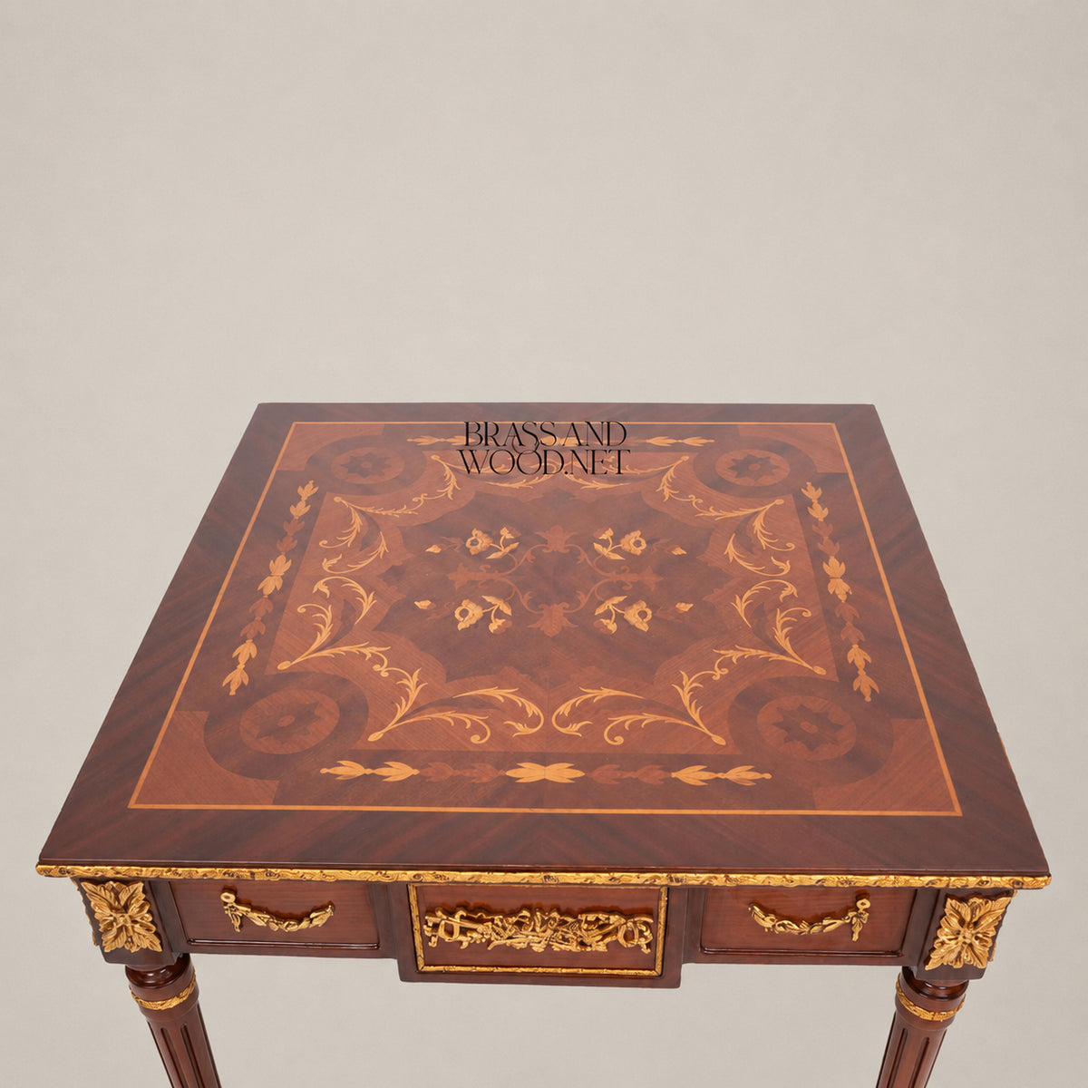 Turned Wood & Brass Coffee and Corner Table Set