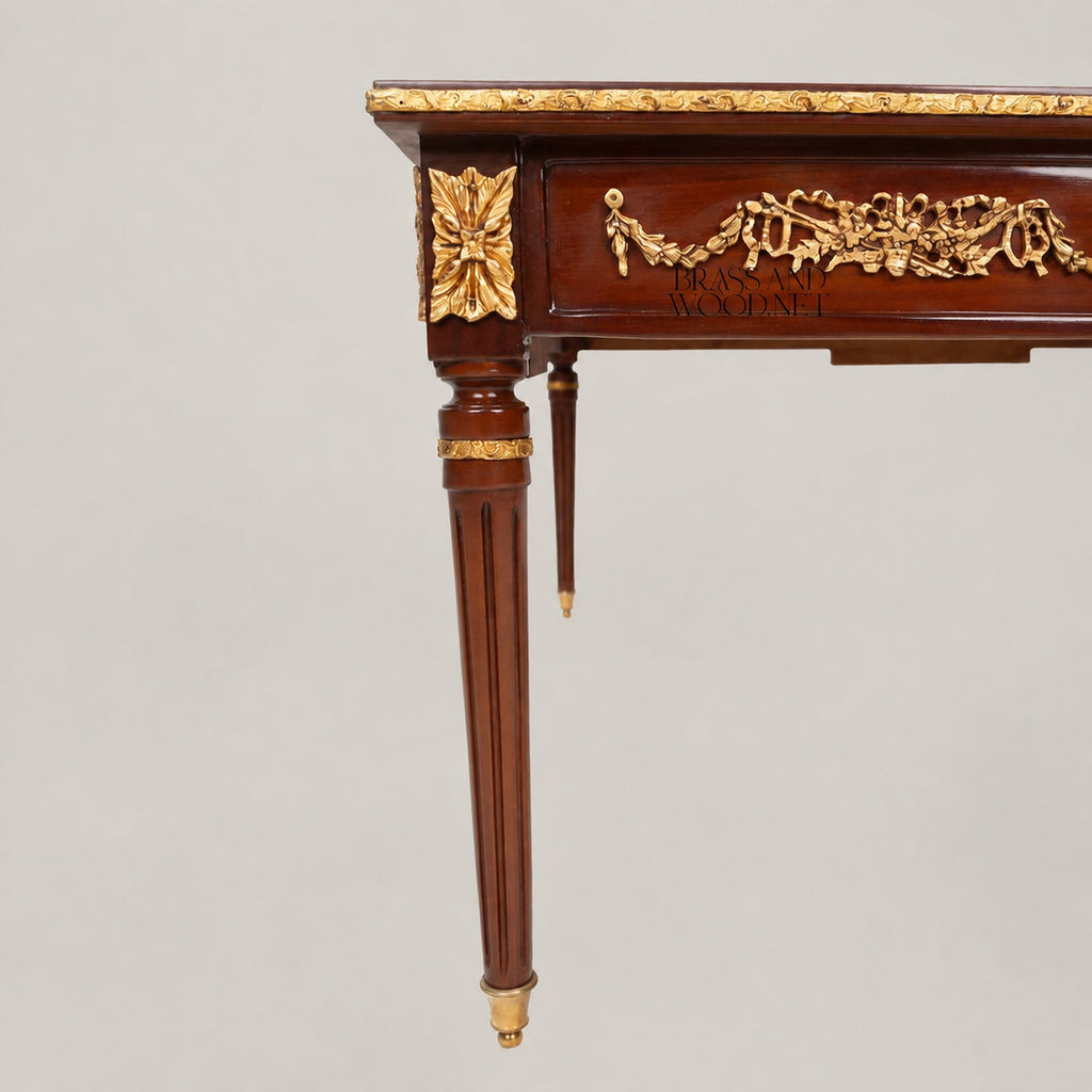 Turned Wood & Brass Coffee and Corner Table Set