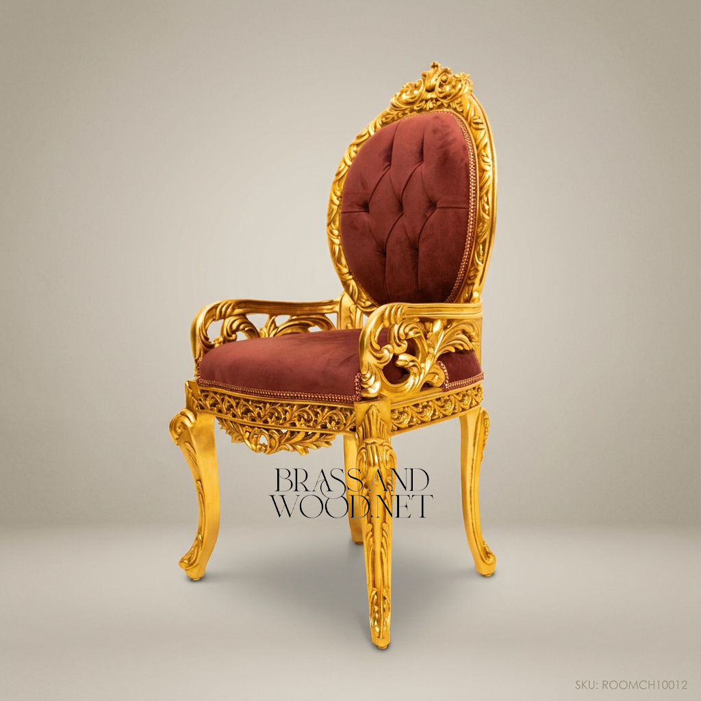 Rococo Floral Lacquered Dining Set with Gilt Carved Buffet