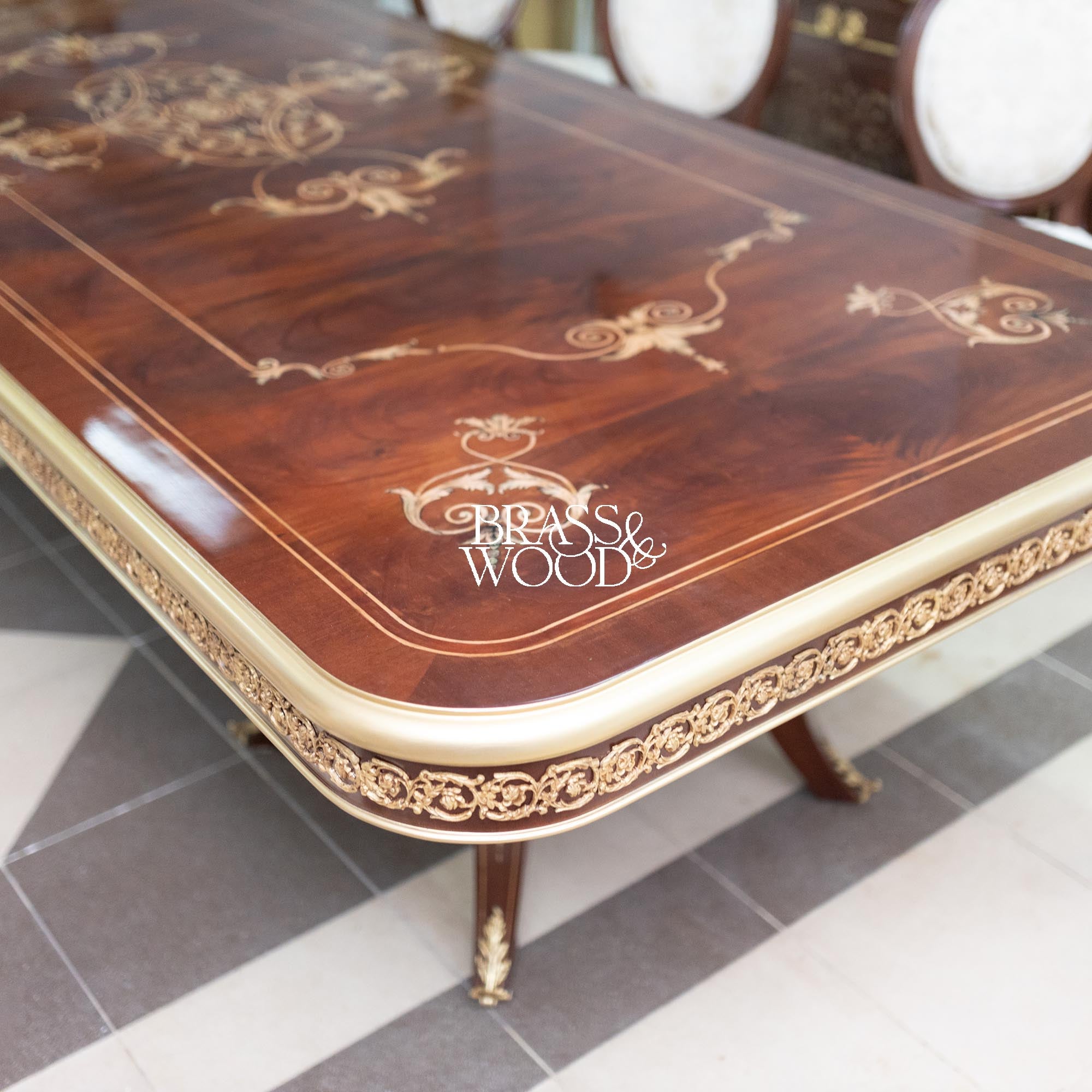 Louis XVI Medallion Inlay Dining Suite
