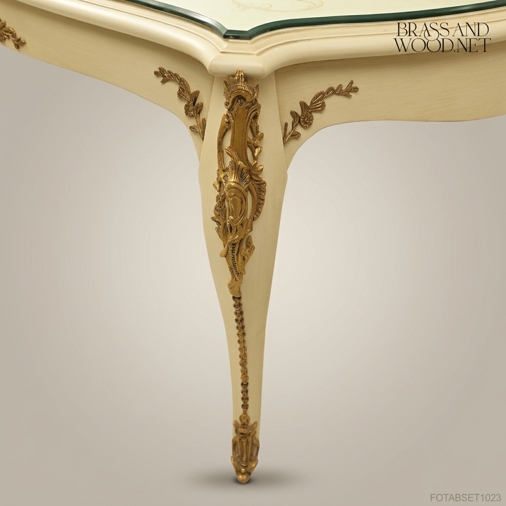 Louis XV Ivory & Gold Carved Dining Suite