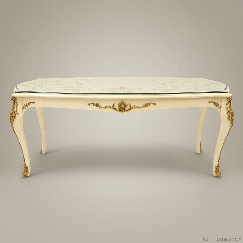 Louis XV Ivory & Gold Carved Dining Suite