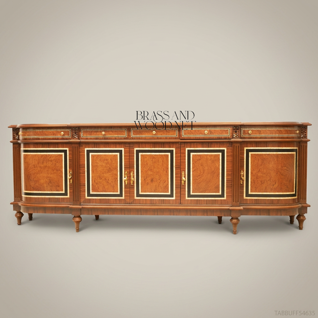 Louis XVI Damask Dining Suite — Table, Chairs & Buffet