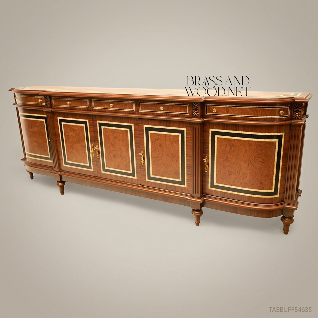 Louis XVI Damask Dining Suite — Table, Chairs & Buffet
