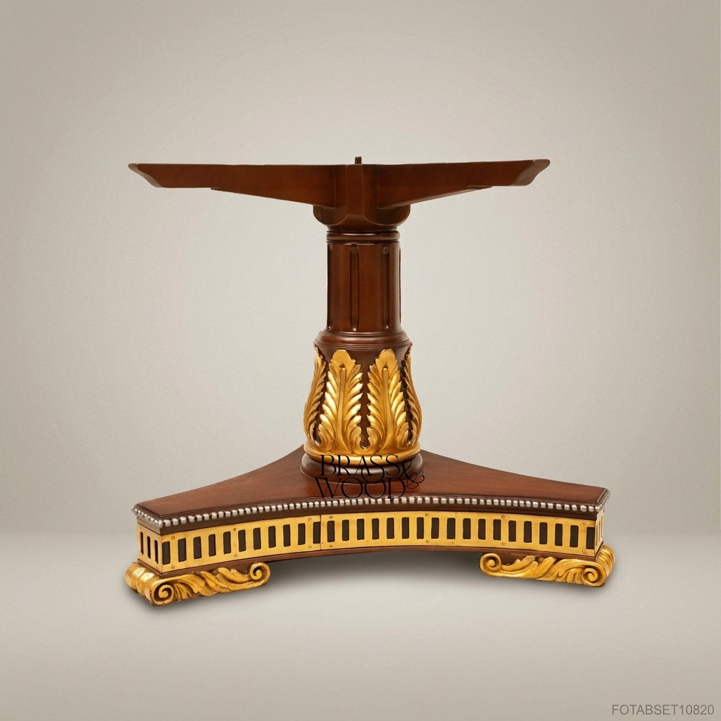 Brass & Wood Empire Pedestal Dining Table — 30 Persons