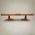 Brass & Wood Empire Pedestal Dining Table — 6 Persons