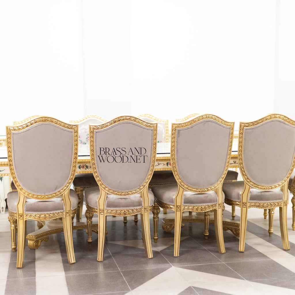 Louis XVI Floral Hand-Painted Dining Set