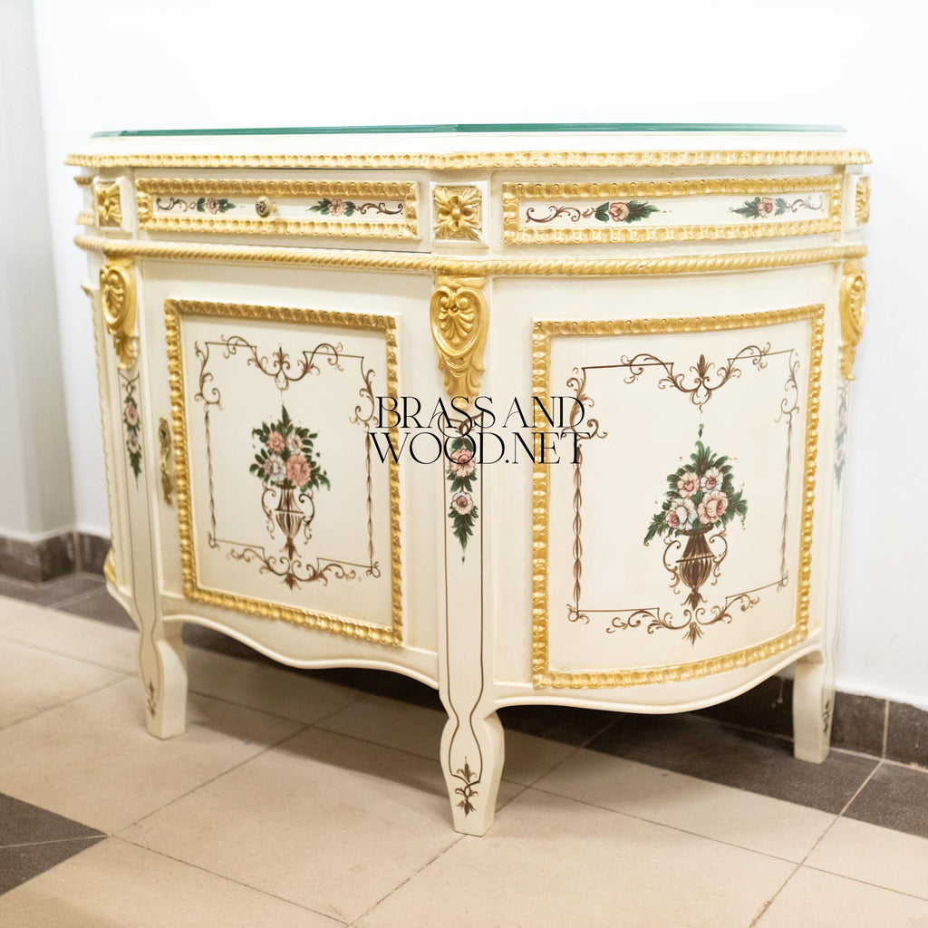 Louis XVI Floral Hand-Painted Dining Set
