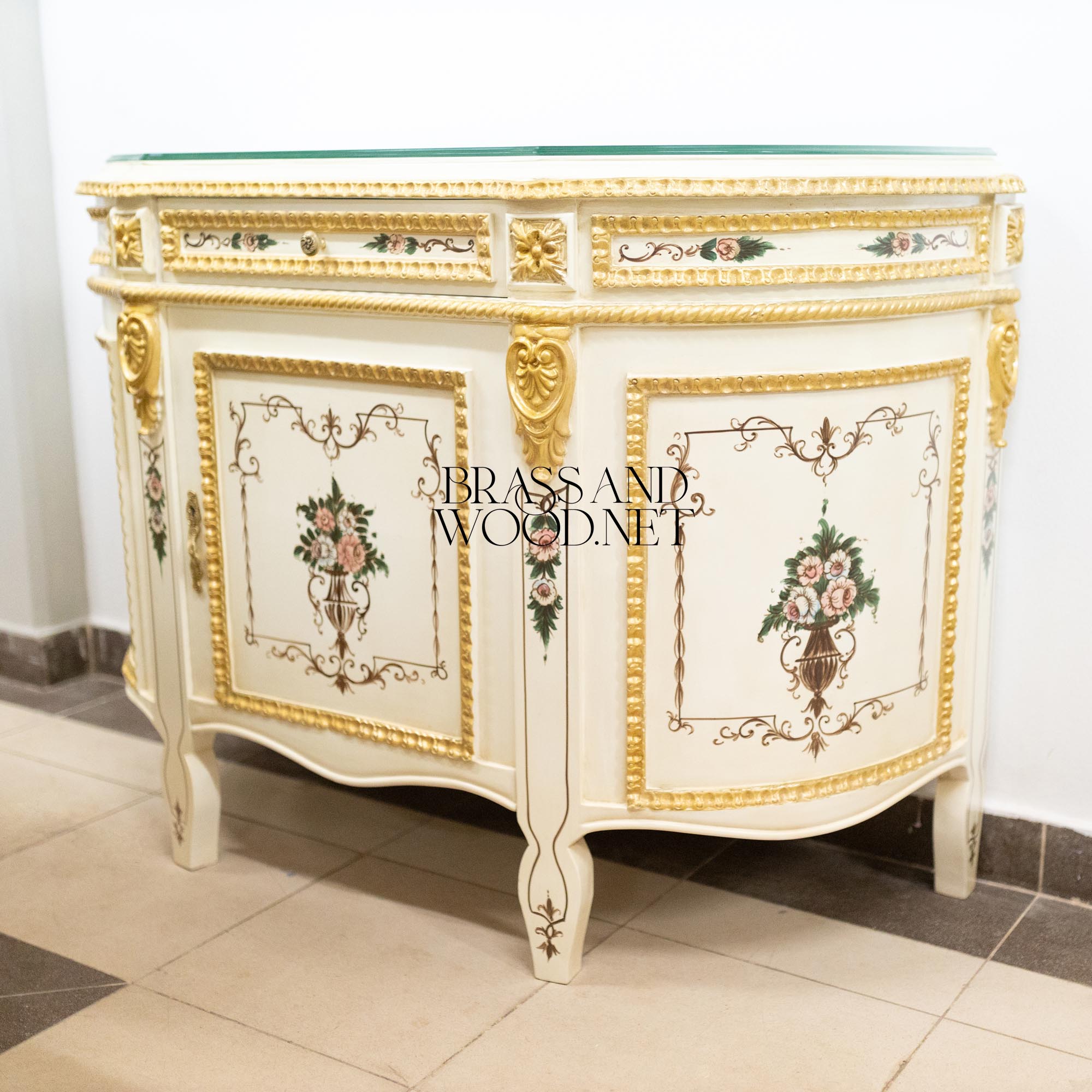 Louis XVI Floral Hand-Painted Dining Set