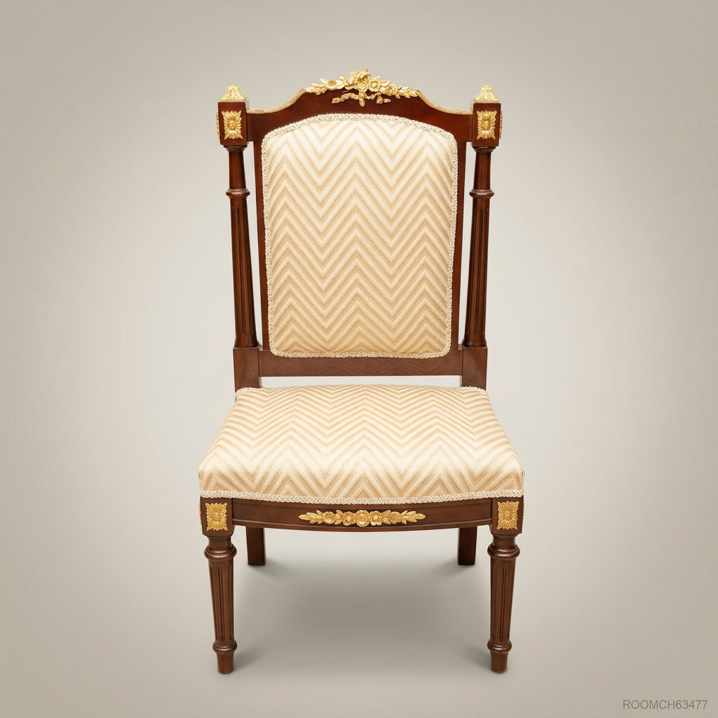 Empire Gilt Dining Suite with Round Table & Upholstered Chairs