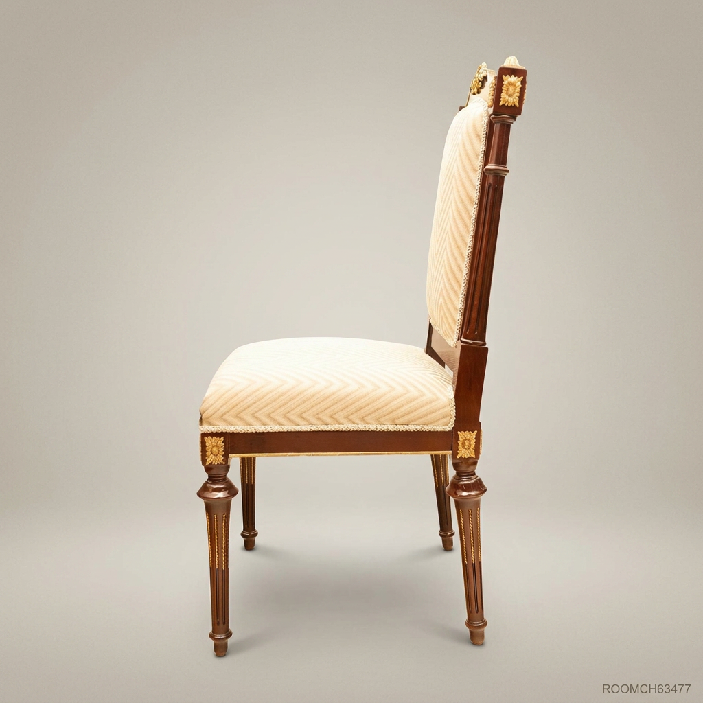Empire Gilt Dining Suite with Round Table & Upholstered Chairs
