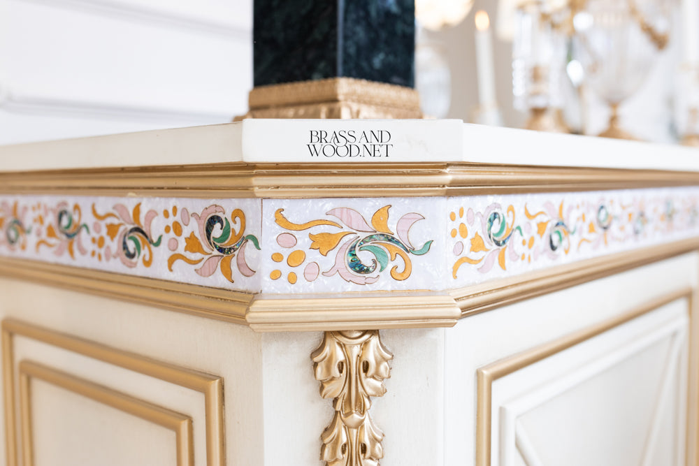 Louis XVI Ivory & Gold Medallion Dining Set
