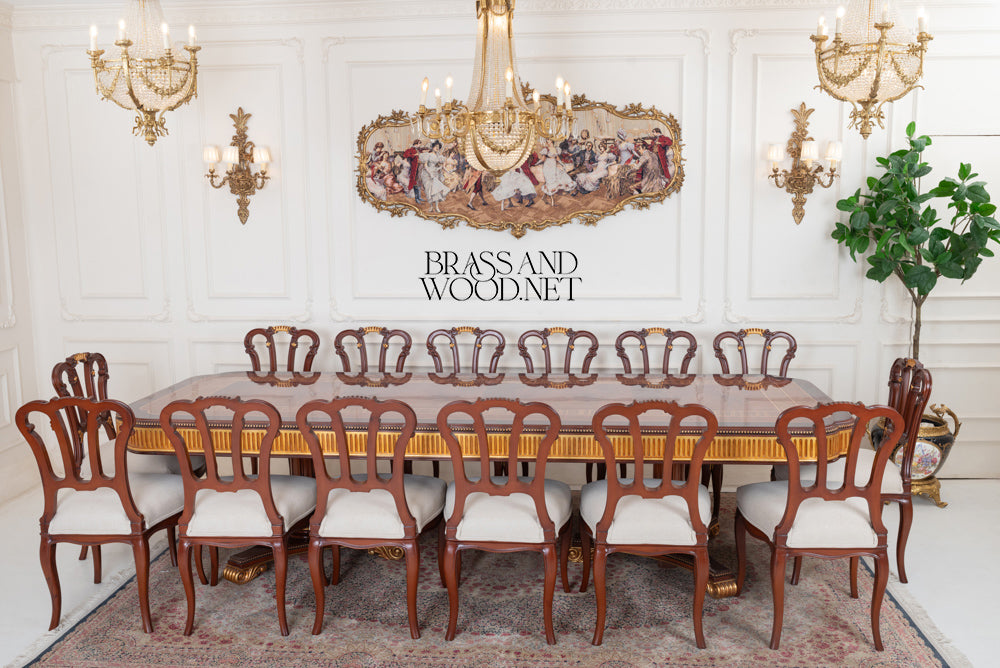 Louis XVI Hand-Carved Gilt Dining Suite