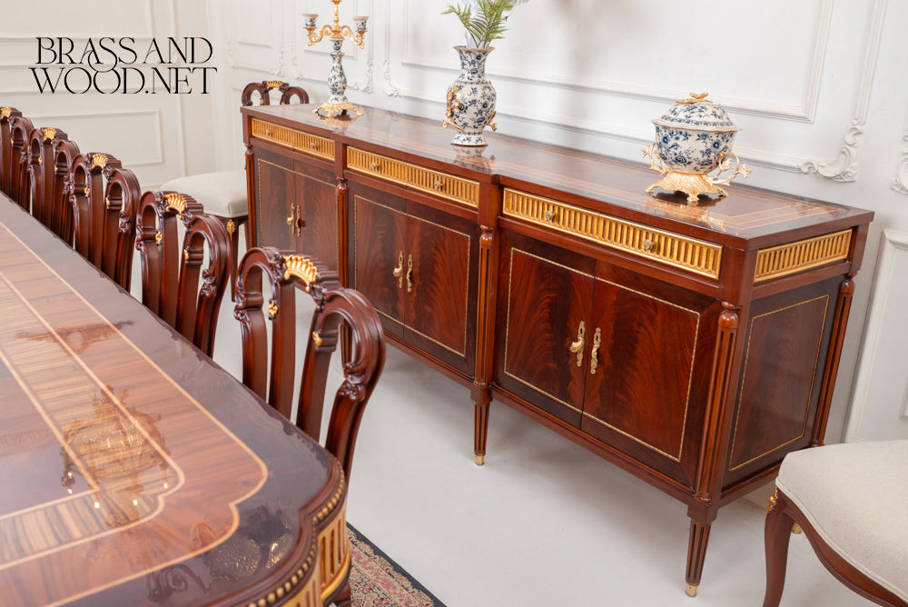 Louis XVI Hand-Carved Gilt Dining Suite