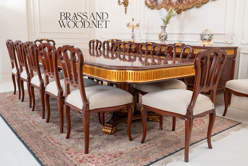 Louis XVI Hand-Carved Gilt Dining Suite