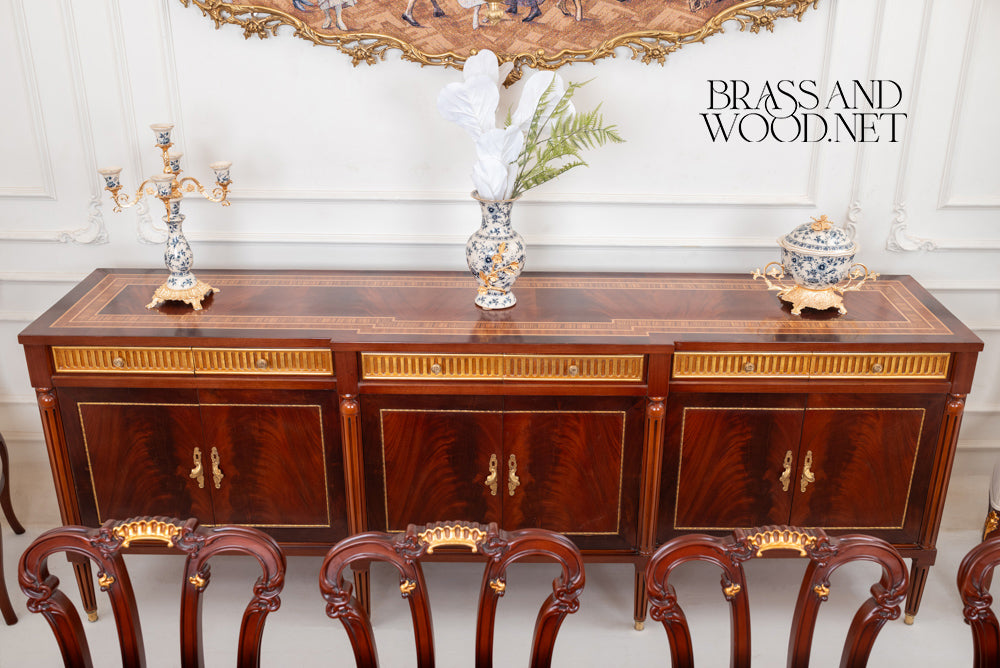 Louis XVI Hand-Carved Gilt Dining Suite