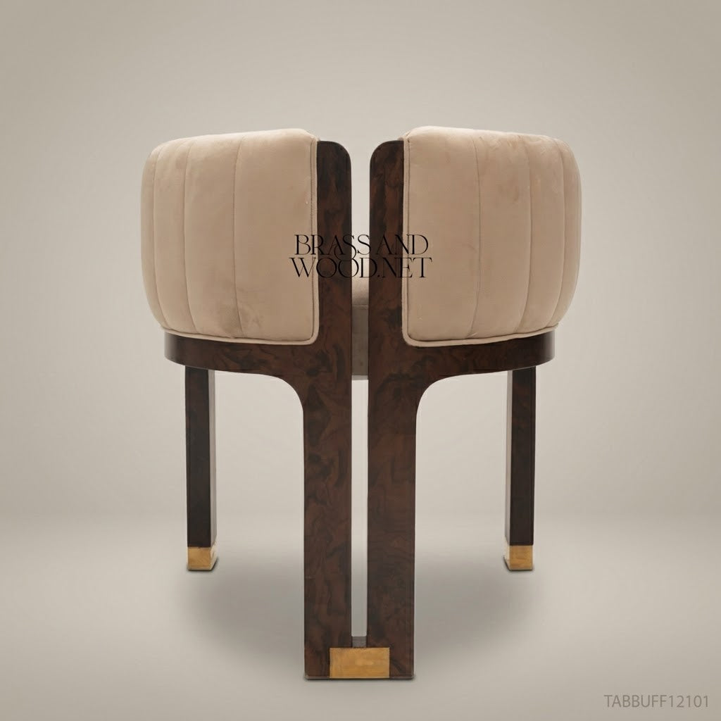 Art Marquetry Dining Suite with Channeled Velvet Chairs