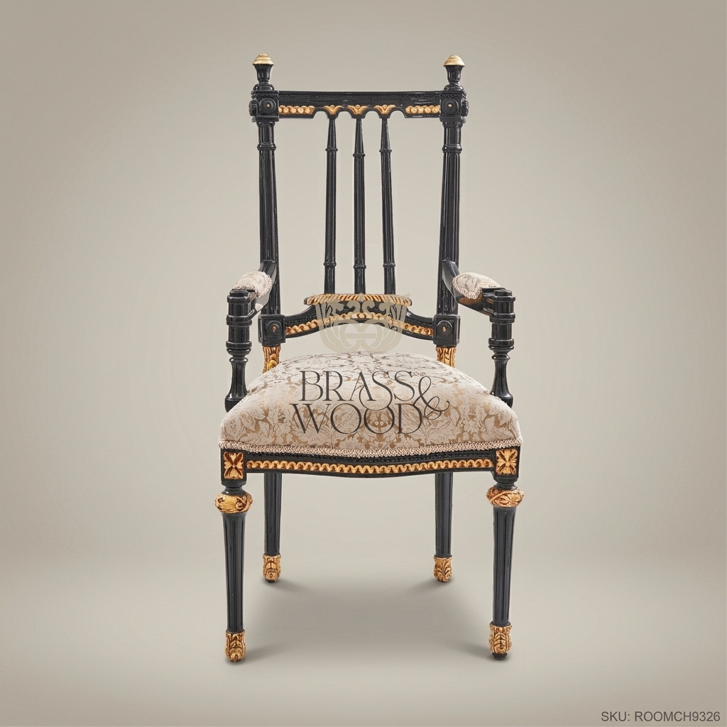 Neoclassical Ebony & Gold Dining Suite