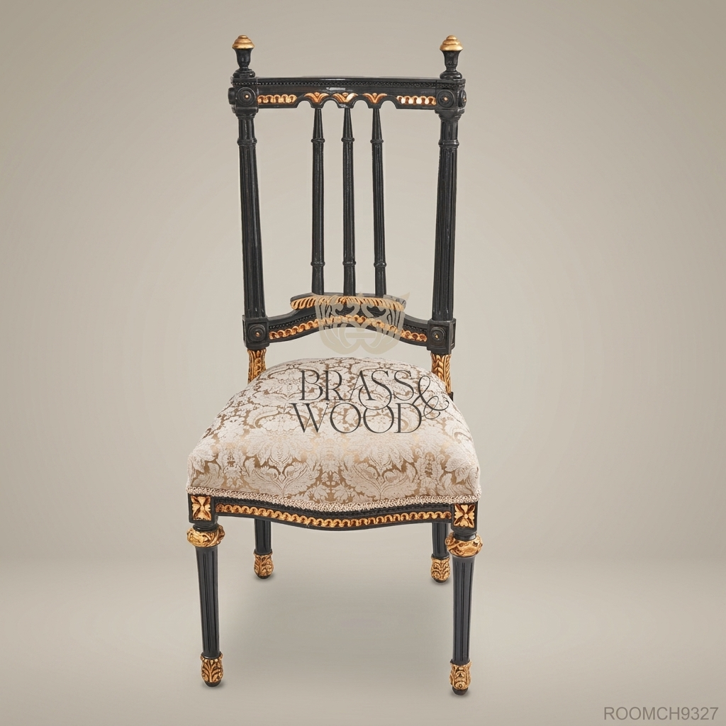 Neoclassical Ebony & Gold Dining Suite