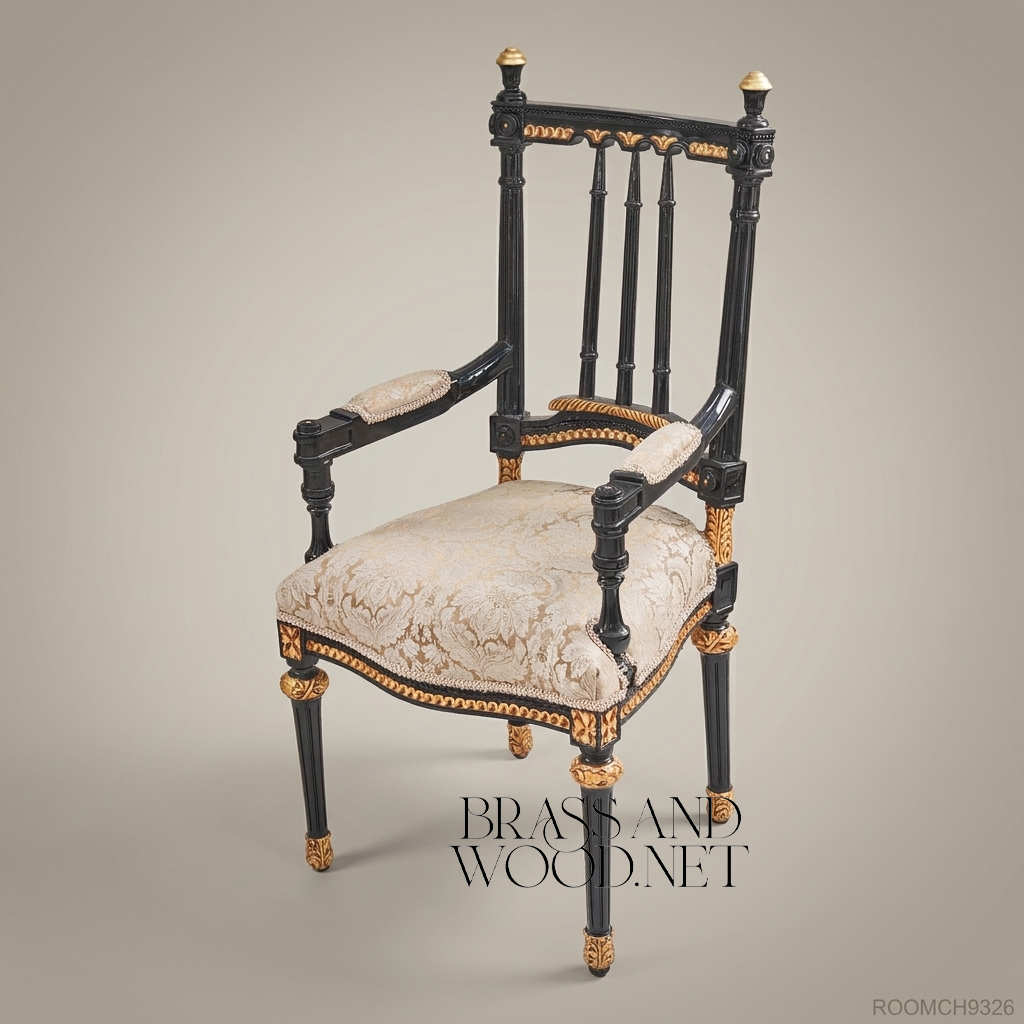 Neoclassical Ebony & Gold Dining Suite