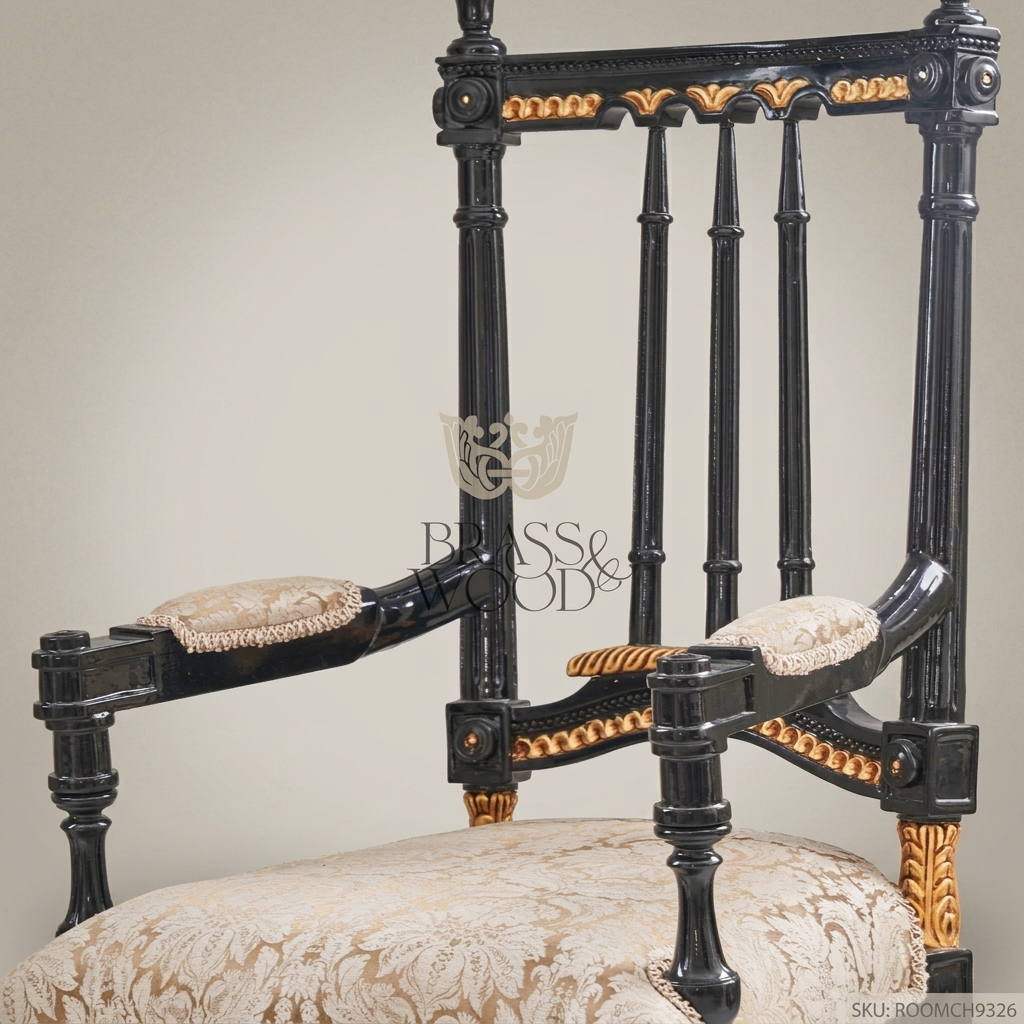 Neoclassical Ebony & Gold Dining Suite
