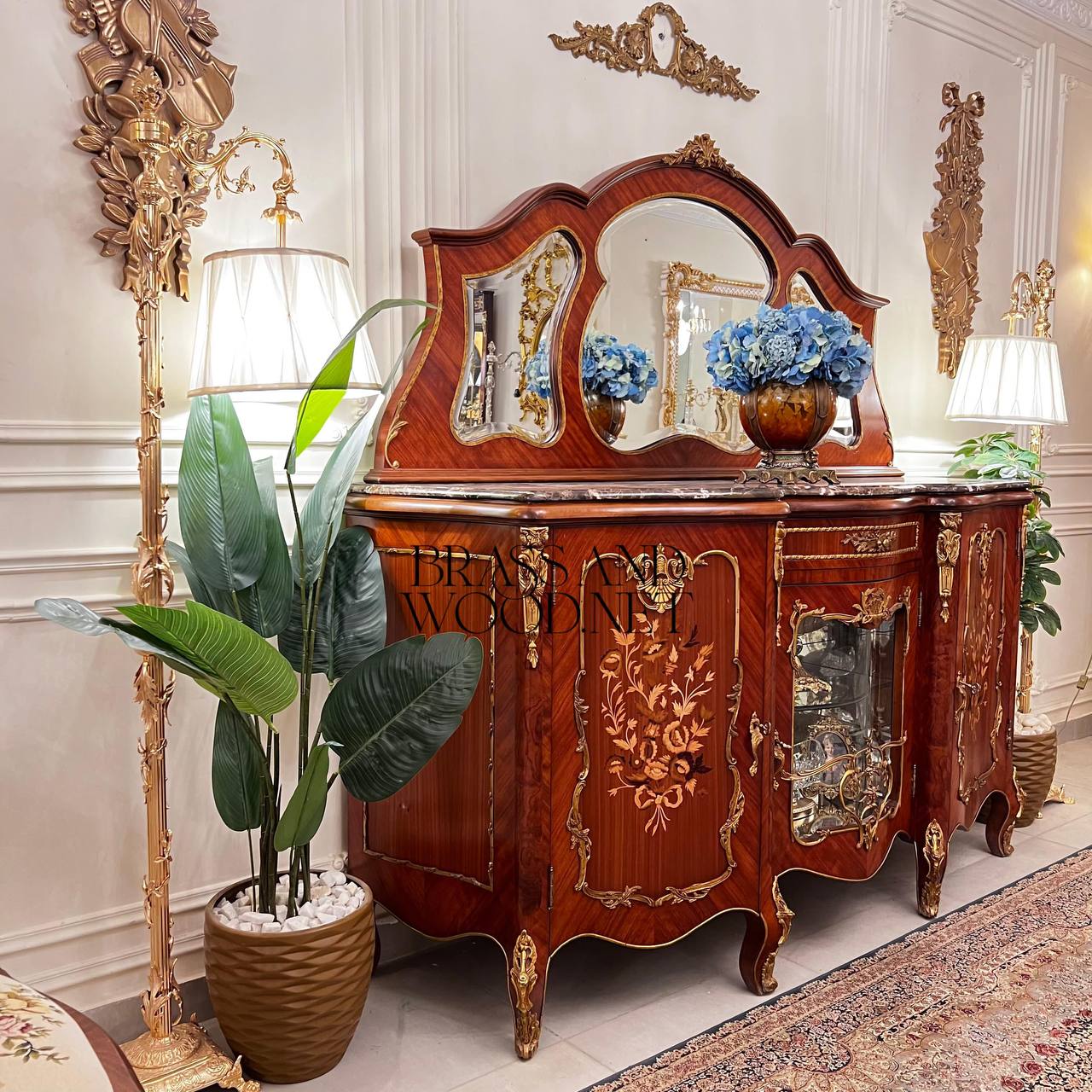 Louis XV Marquetry & Cane Dining Suite