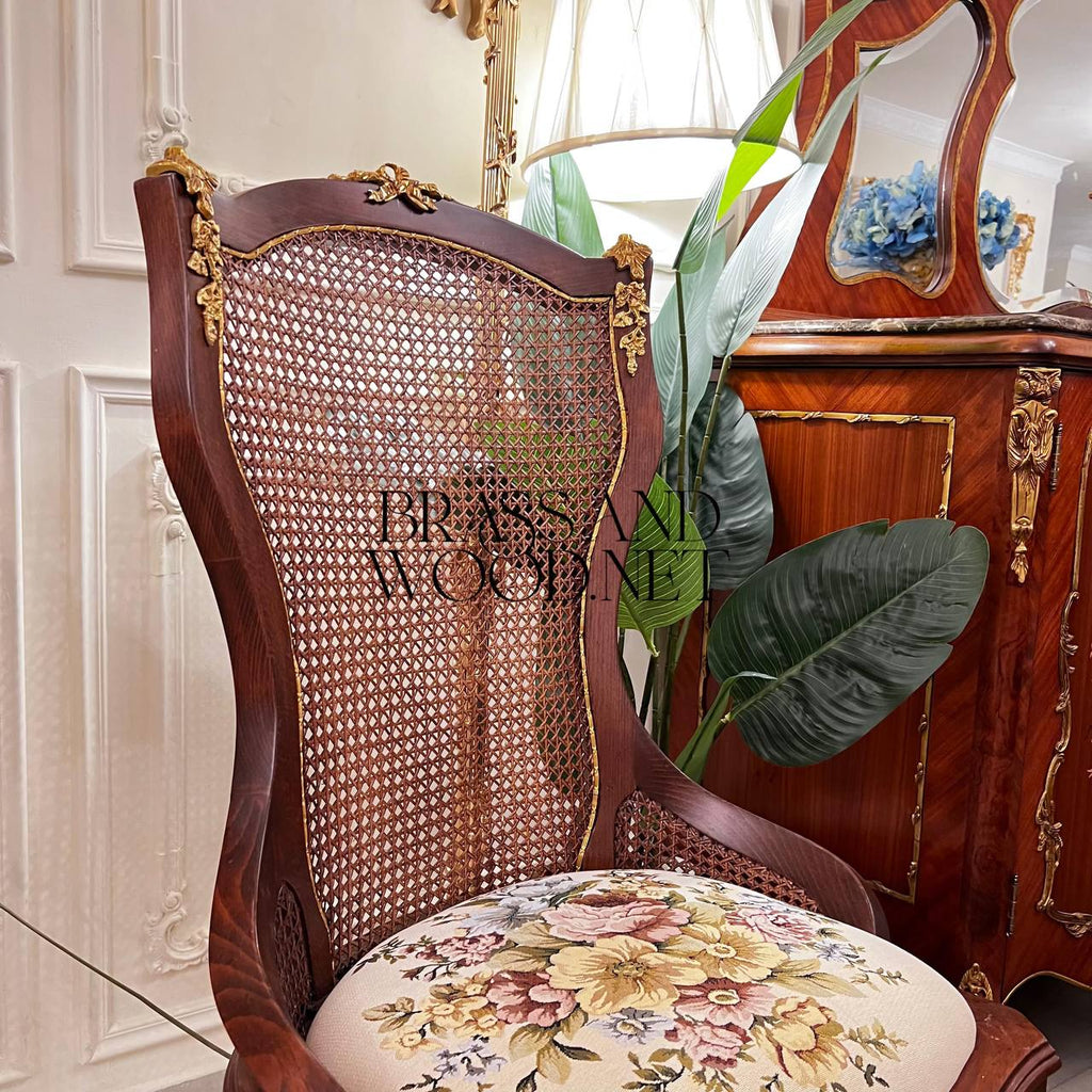 Louis XV Marquetry & Cane Dining Suite