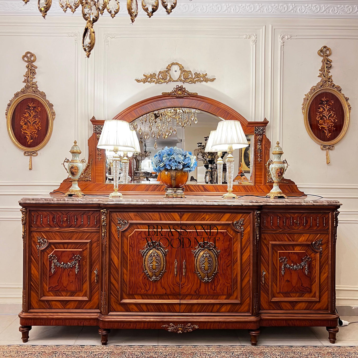 Empire Gilt Dining Suite with Vitrine & Buffet