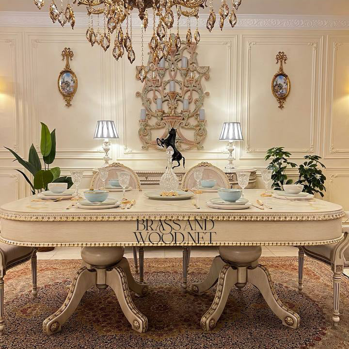 Louis XVI Ivory & Gold Complete Dining Set