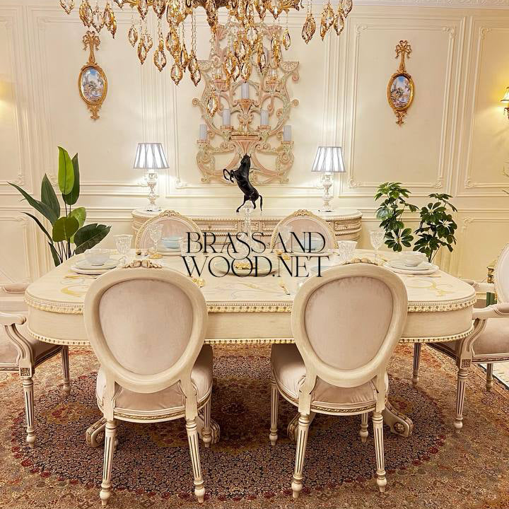 Louis XVI Ivory & Gold Complete Dining Set