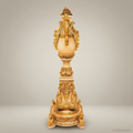 French Baroque Carved Urn Pedestal Column — Acanthus & Scroll Ceremonial Stand