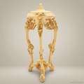 French Baroque Carved Wood Pedestal Stand – Eagle-Head Acanthus Column with Gold Highlights