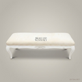 French Provincial Carved Bedroom Bench - White Lacquer & Cream Velvet