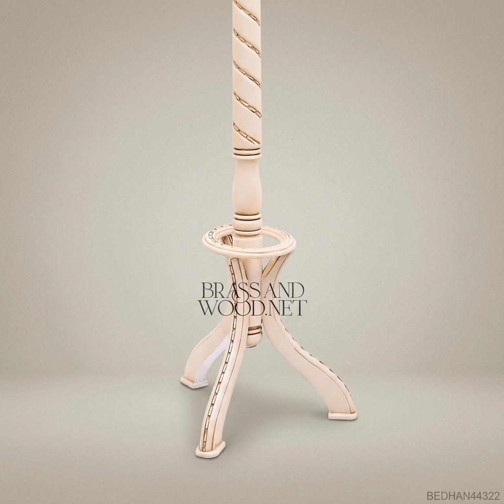 French Provincial Hand-Carved Coat Stand - Twisted Column & Tripod Base