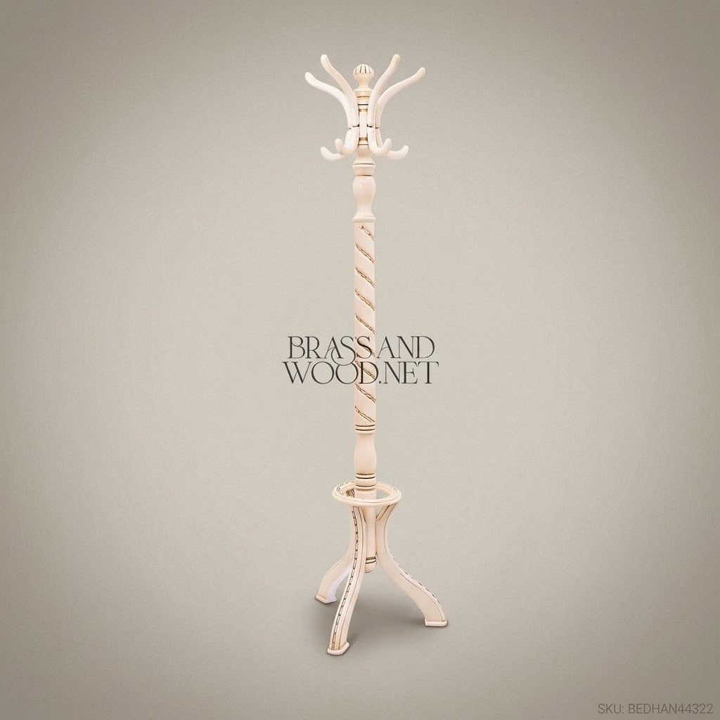 French Provincial Hand-Carved Coat Stand - Twisted Column & Tripod Base