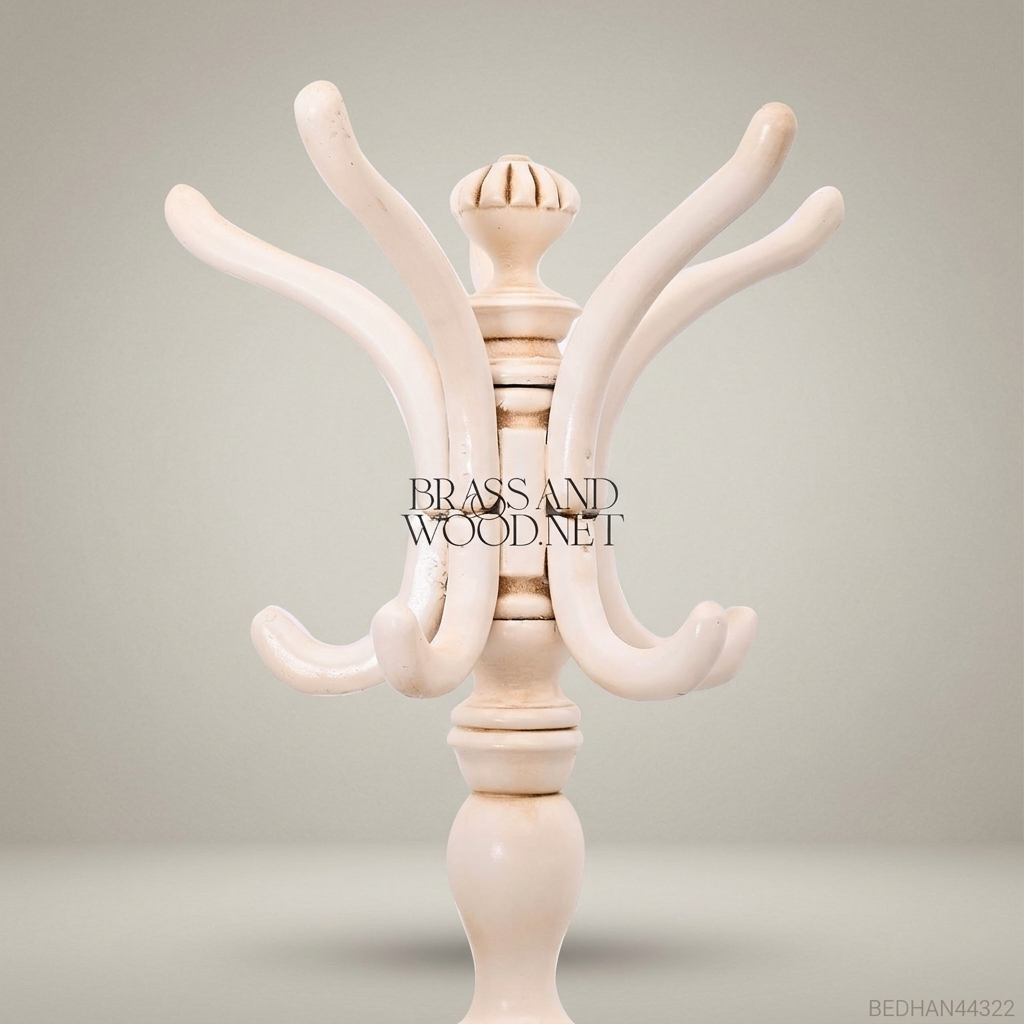 French Provincial Hand-Carved Coat Stand - Twisted Column & Tripod Base