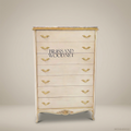 French Provincial Ivory Tall Chest of Drawers - Six-Drawer with Gilt Brass Pulls