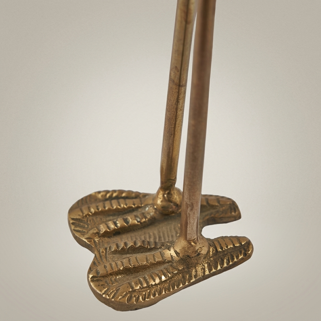 Handcrafted Brass Heron Sculpture - Tall Standing Bird Figurine with Engraved Plumage