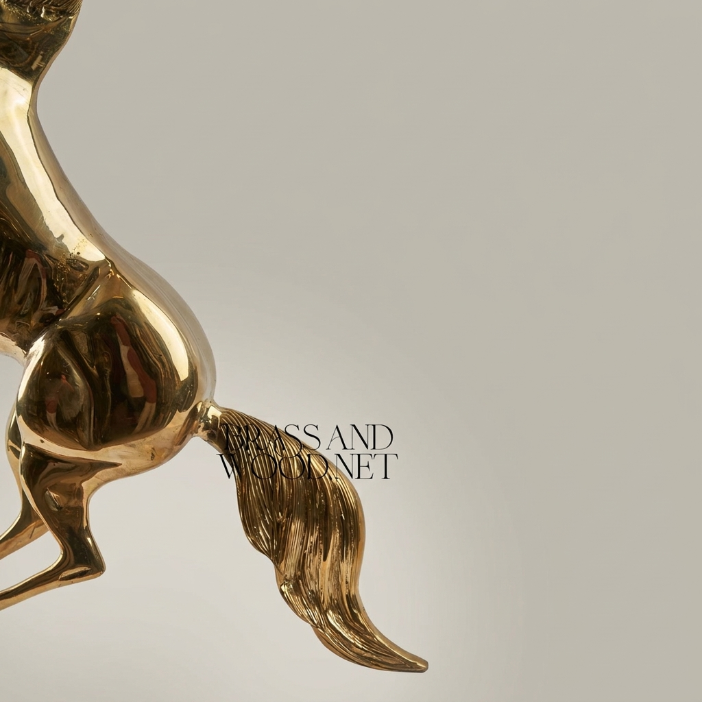 Handcrafted Brass Rearing Horse Sculpture - Polished Equestrian Figurine