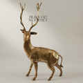 Handcrafted Brass Standing Stag Sculpture - Hammered Texture Full-Body Figurine