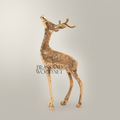 Handcrafted Brass Wildlife Sculpture Set - Deer & Giraffe Figurines — Gold