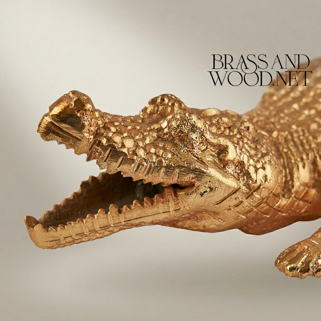 Handcrafted Crocodile Sculpture Decorative Figurine - Full-Body Prowling Pose