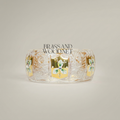 Handcrafted Crystal Ashtray with Metallic Accents and Floral Enamel Panels — Gold