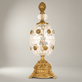 Imperial Egg Crystal & Brass Bonbonniere - Pinecone Finial with Floral Medallions — Gold